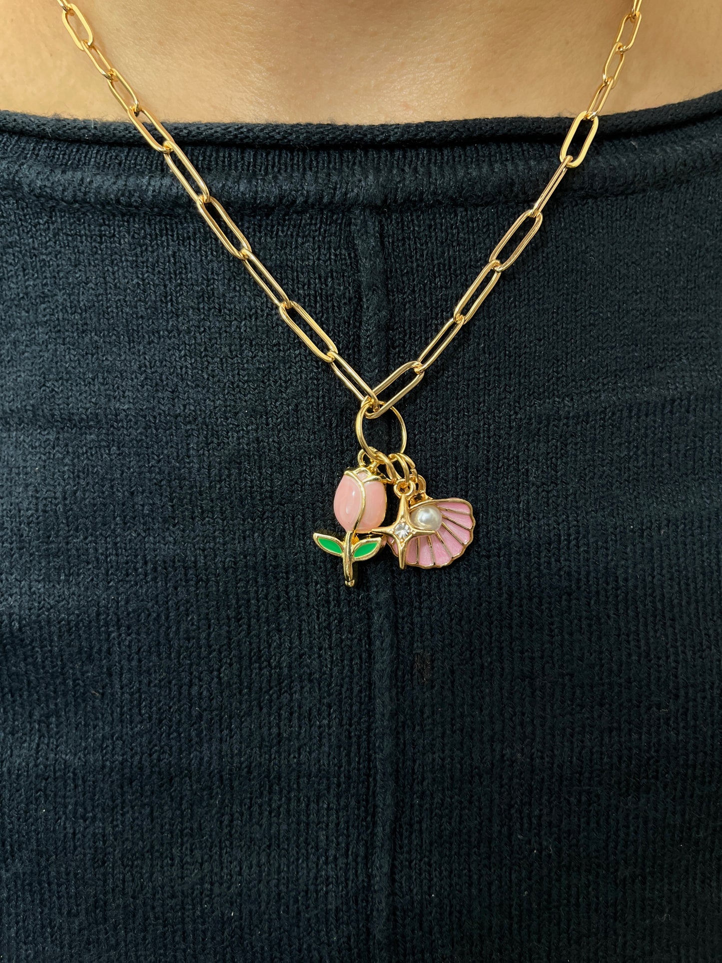 Blush bud charm necklace