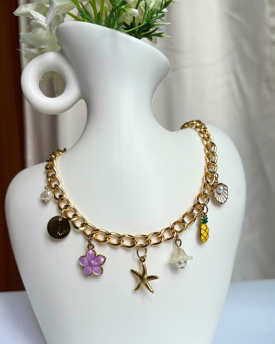 Petal charm necklace